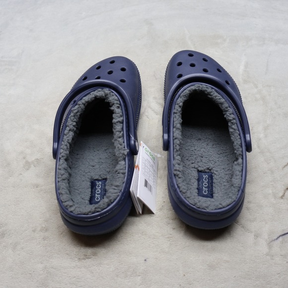Crocs Men 12 Clog Blue Classic Lined Fleece Light Comfort Slip On Indoor NEW